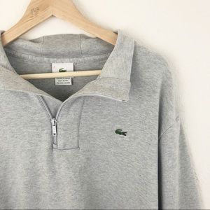 Lacoste Quarter Zip Pull Over Sweater Gray Size 7